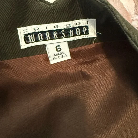 Vintage 90s Olive Green Button Front Midi Skirt High Waist Tailored Minimalist - Picture 11 of 15